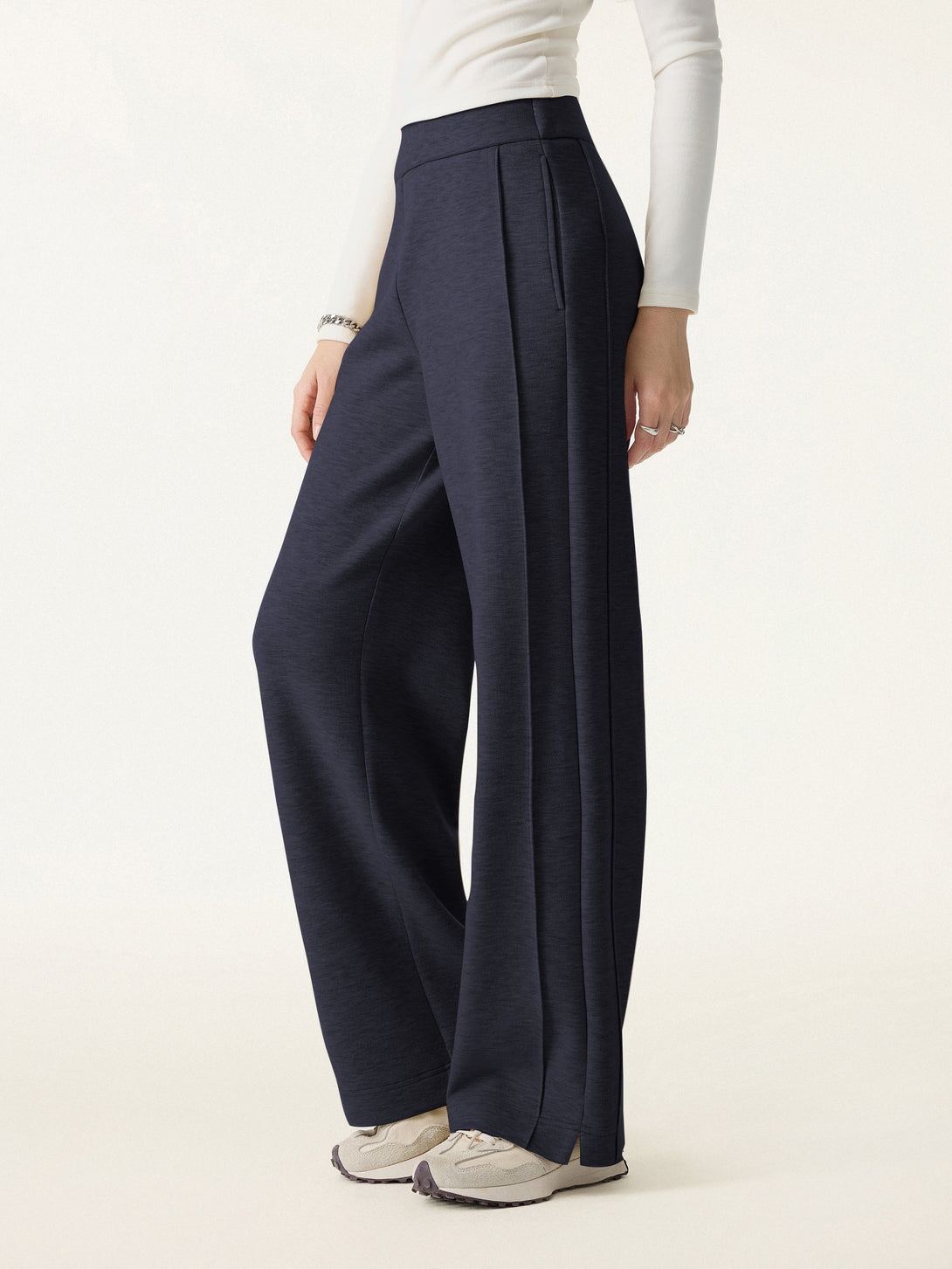 Cozy Warm High Rise Straight Leg Pull-On Pants Regular Black Navy