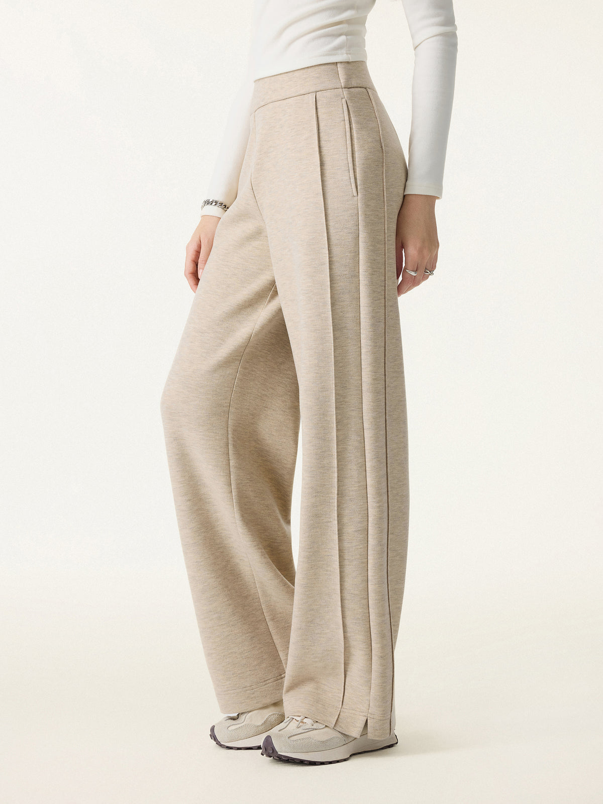FuzzLuxe High Rise Wide Leg Pintuck Pants Pockets