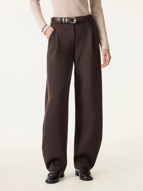 OGLmove Cozy Knit Mid Rise Barrel Leg Pull-on Pants Regular Wood Brown