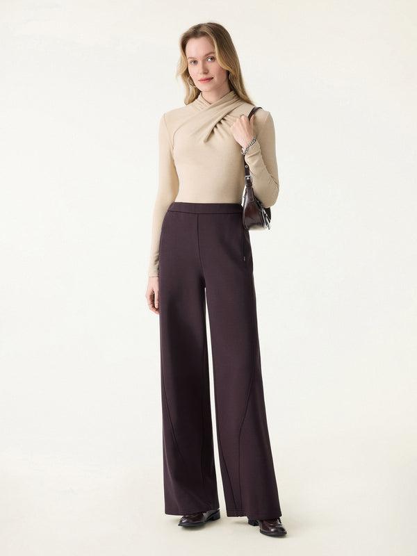 DoubleWarm High Rise Wide Leg Pull-on Pants with Pockets