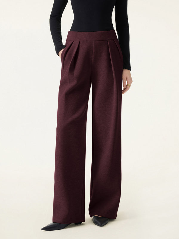 FuzzLuxe Mid Rise Straight Leg Pull-on Pants with Pockets