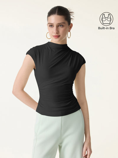 SkinKiss Mockneck Ruched Cropped Brami