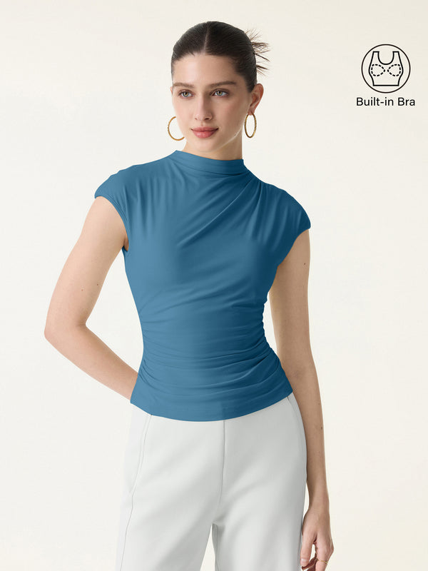 SkinKiss Mockneck Ruched Cropped Brami