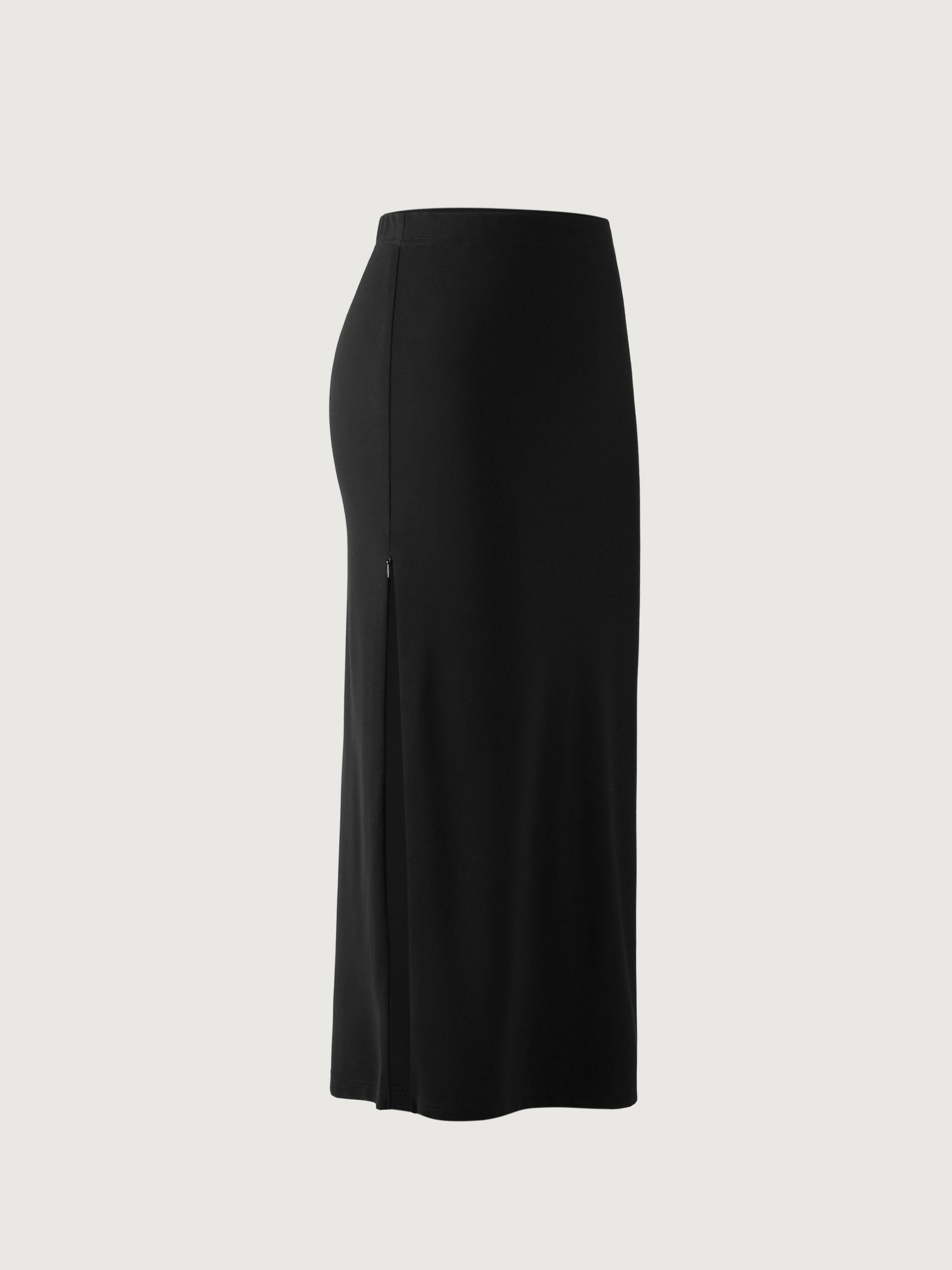 Zip Styling Midi Skirt - Black