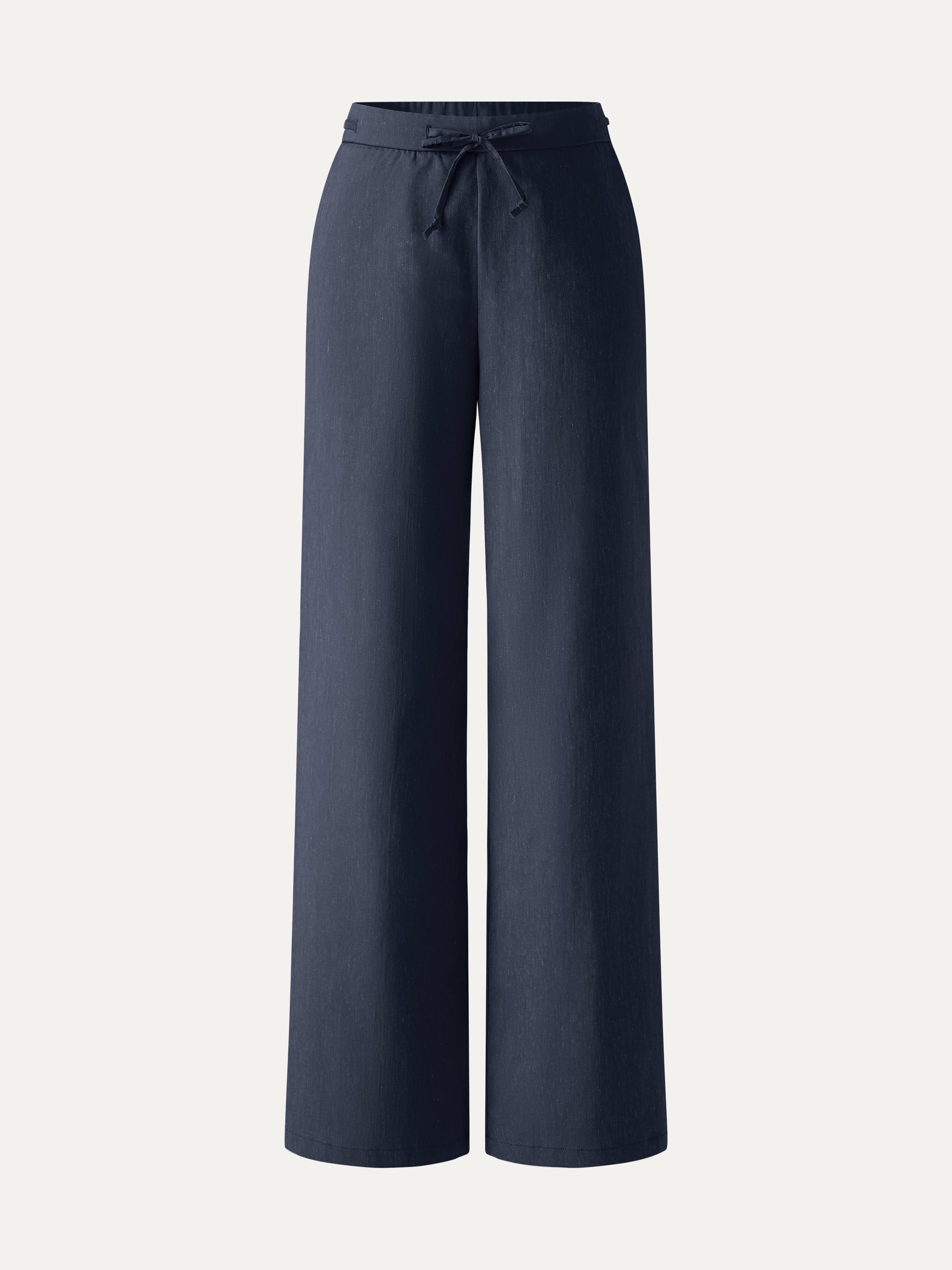 OGL Wrinkle-Resistant Linen Drawstring Wide Leg Pants with Pockets