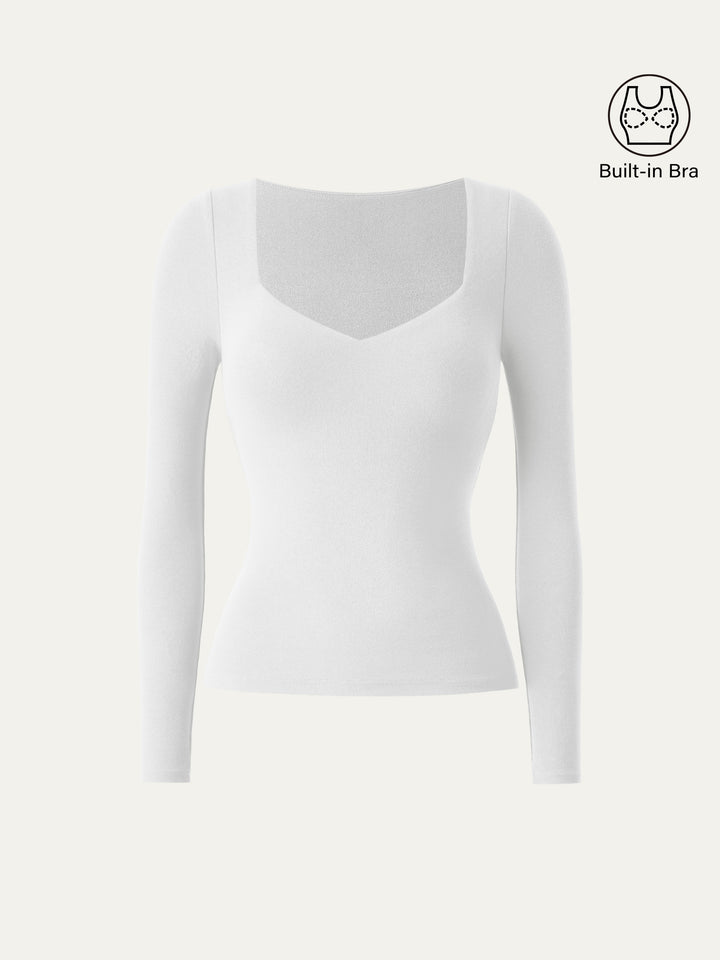 white sweetheart neck top