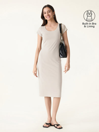 OGLmove Back Smoothing Cooling U-Neck Midi Bra Dress Fog XS