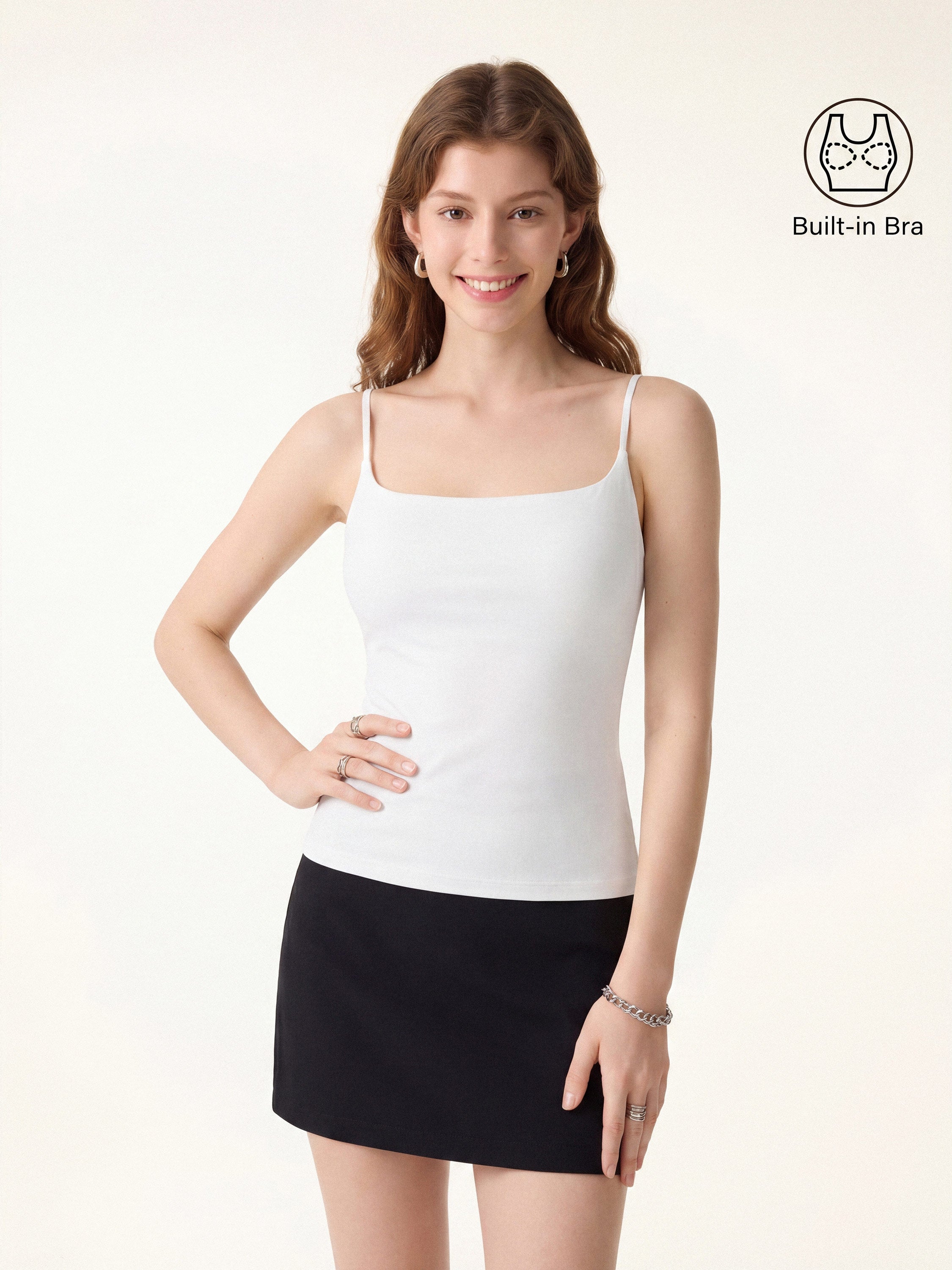 Sweat Wicking Square Neck Stretchy Spaghetti Bra Tank