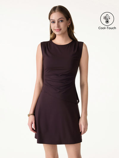 OGLmove Effortless Wide Shoulder Tucked Asymmetrical Hem Sleeveless Top Purple Gloam XS