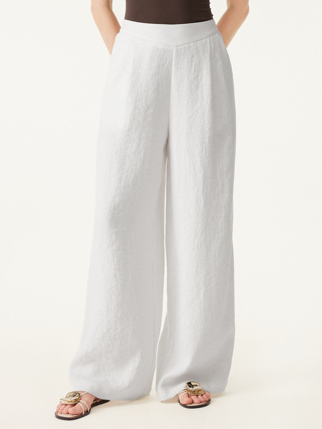 Breezy Linen Mid Rise Wide Leg Pant with Pockets