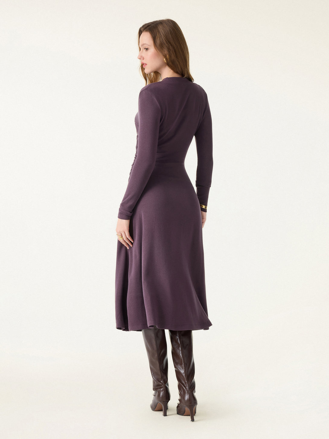 ProWarm Surplice V-neck Ruched Midi Dress