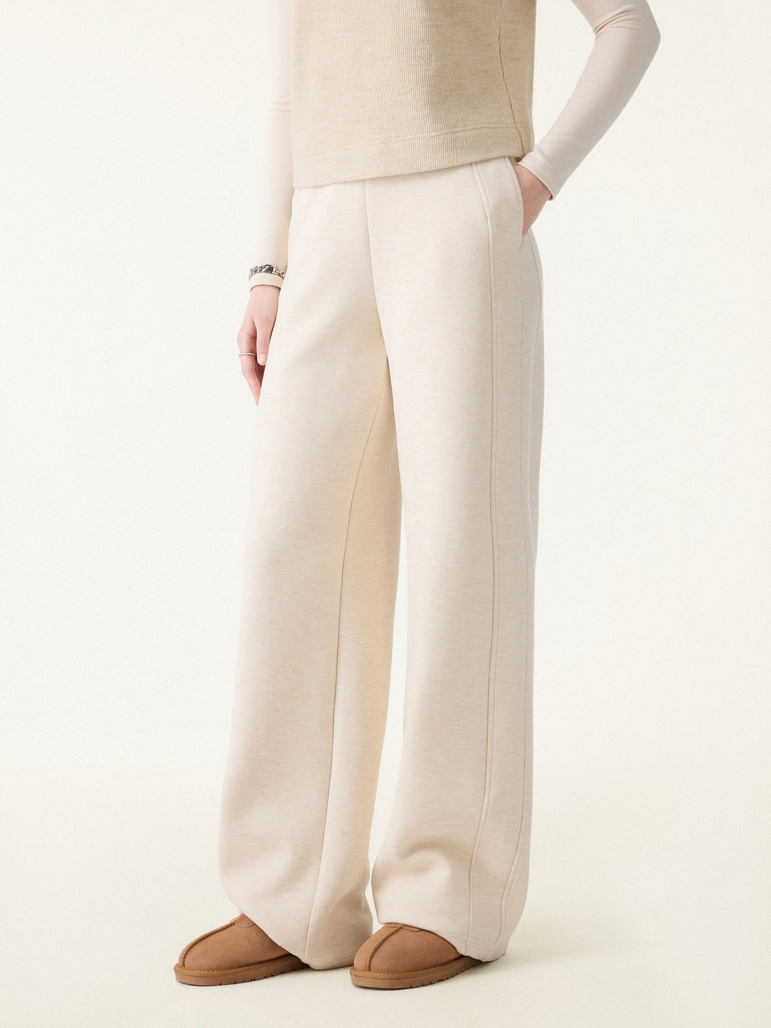 FuzzLuxe Mid Rise Wide Leg Pull-on Pants with Pockets