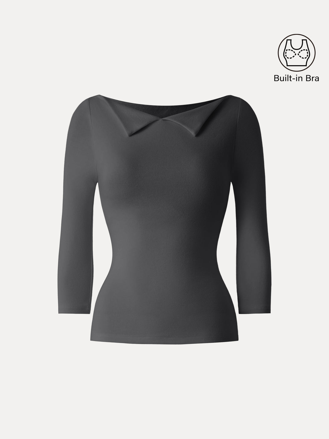 Light Warm Flapped Boatneck 3/4 Sleeve Brami Blue Charcoal XS