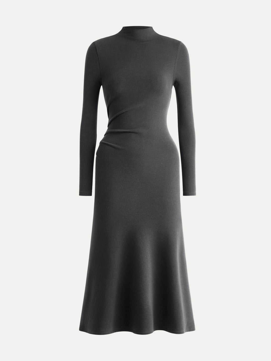 ProWarm Long Sleeves Mockneck Tucks Midi Dress