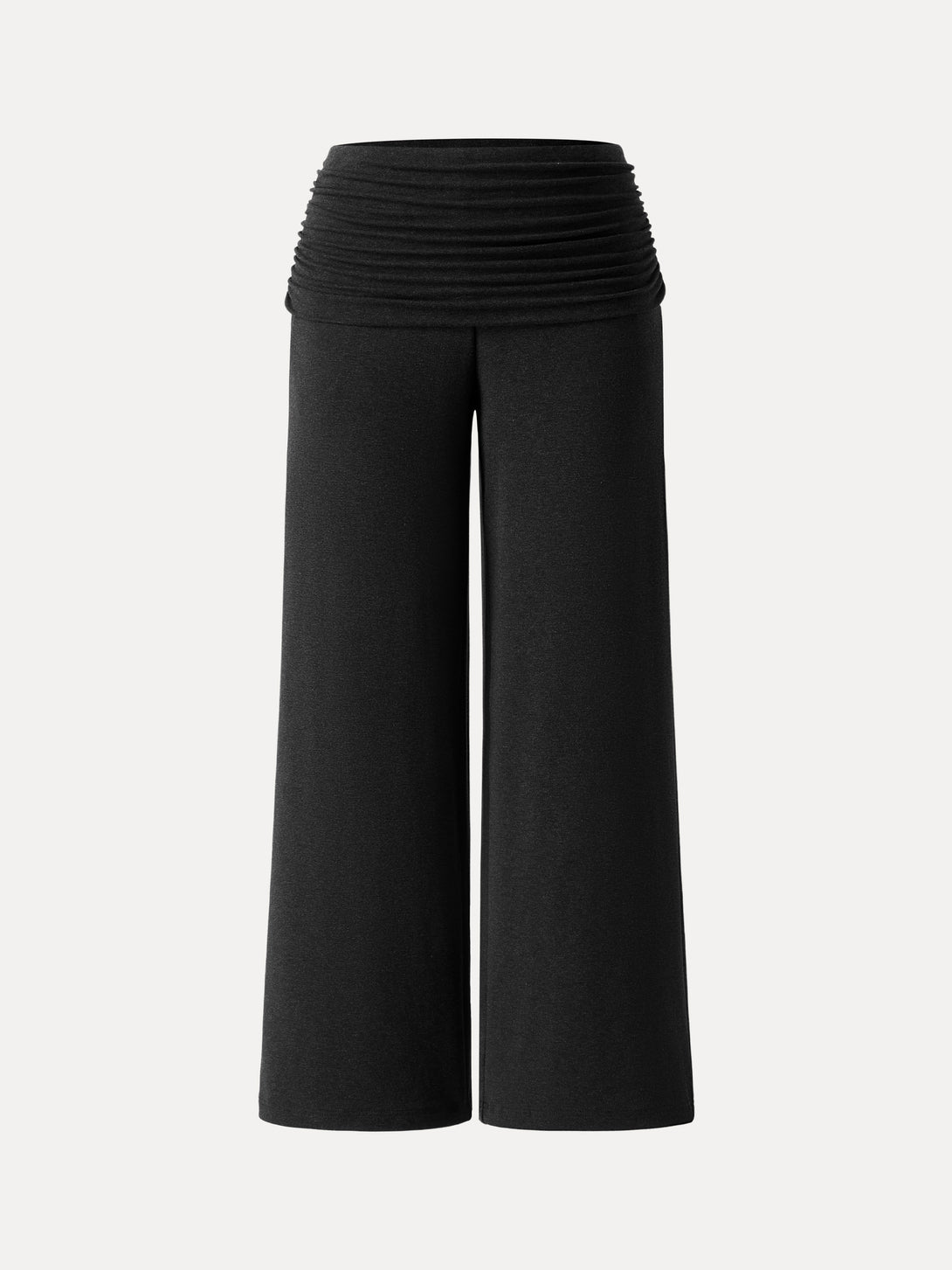 Non-Itchy Wool Blend Drapey Wide Leg Pull-on Pants with Pockets Black XS