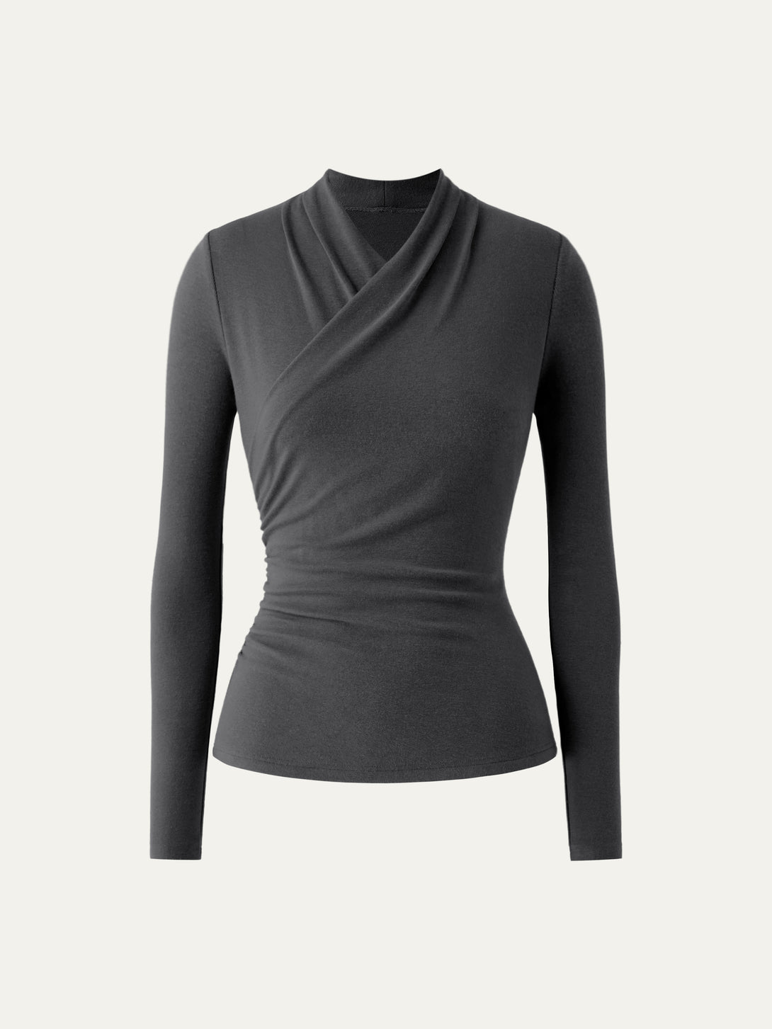 Surplice Long Sleeve Top Blue Charcoal XS