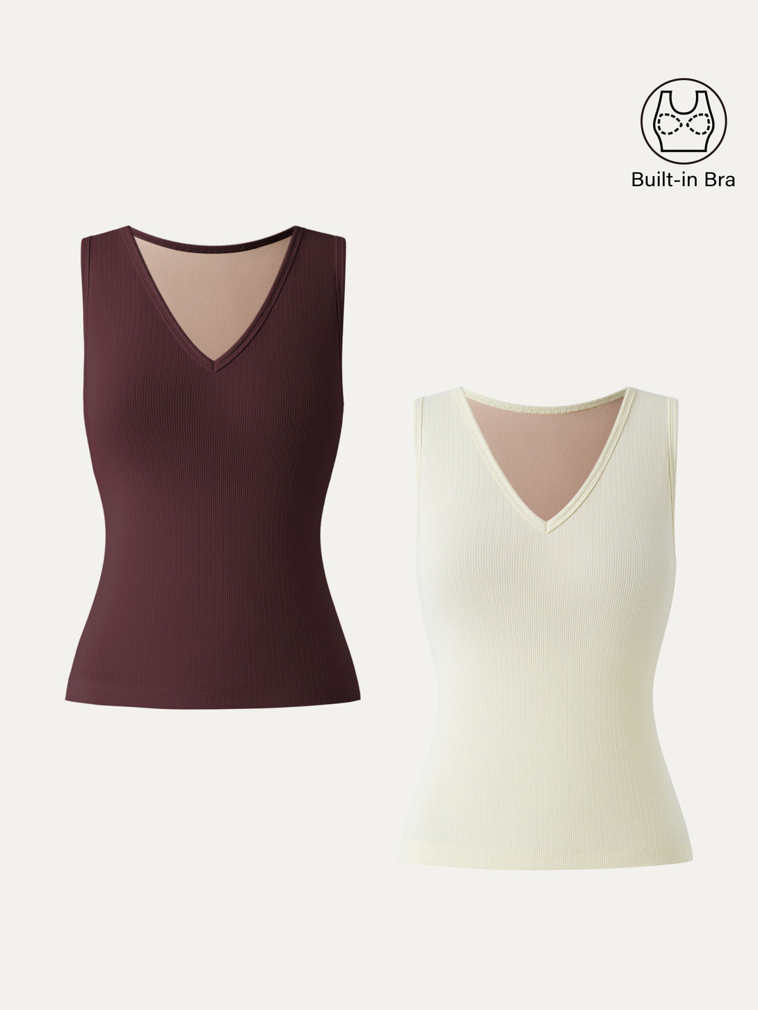 Stretch Cotton Pointelle V-neck Sleeveless Brami Tank Butter Cream/Wine XS