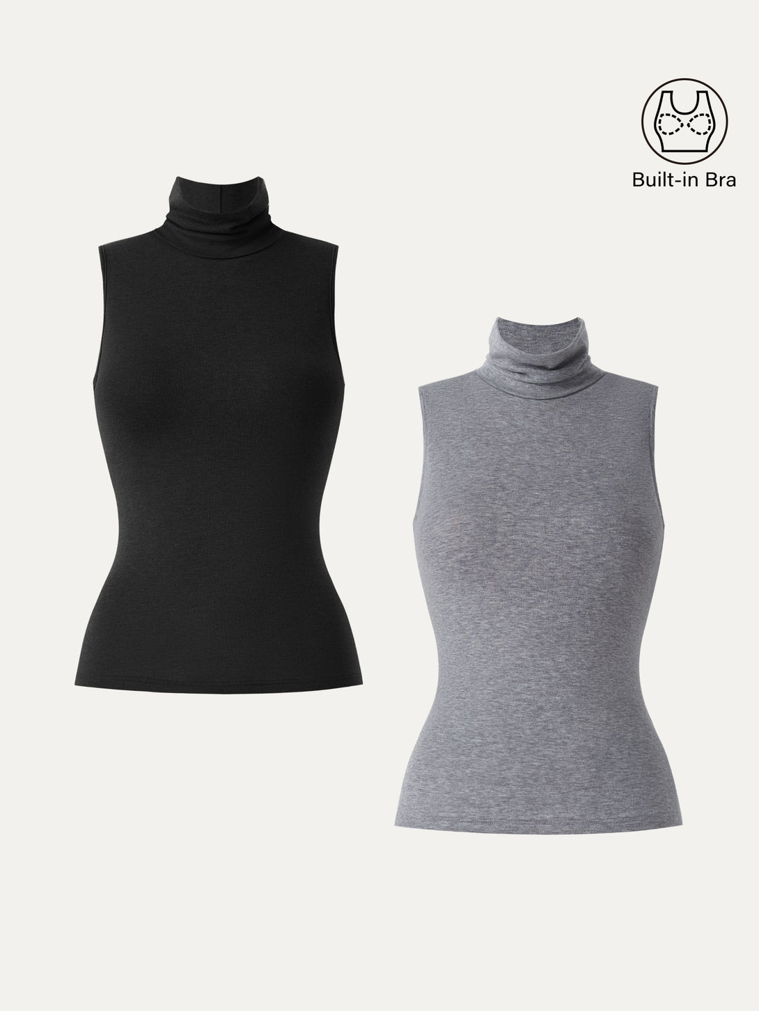Lyocell Cashmere Sleeveless Turtleneck Brami Black/Heather Grey XS