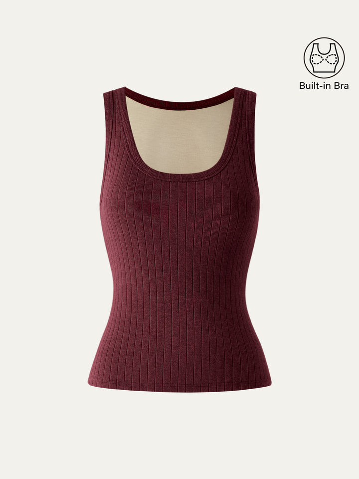 Red Scoop Neck Tank Top