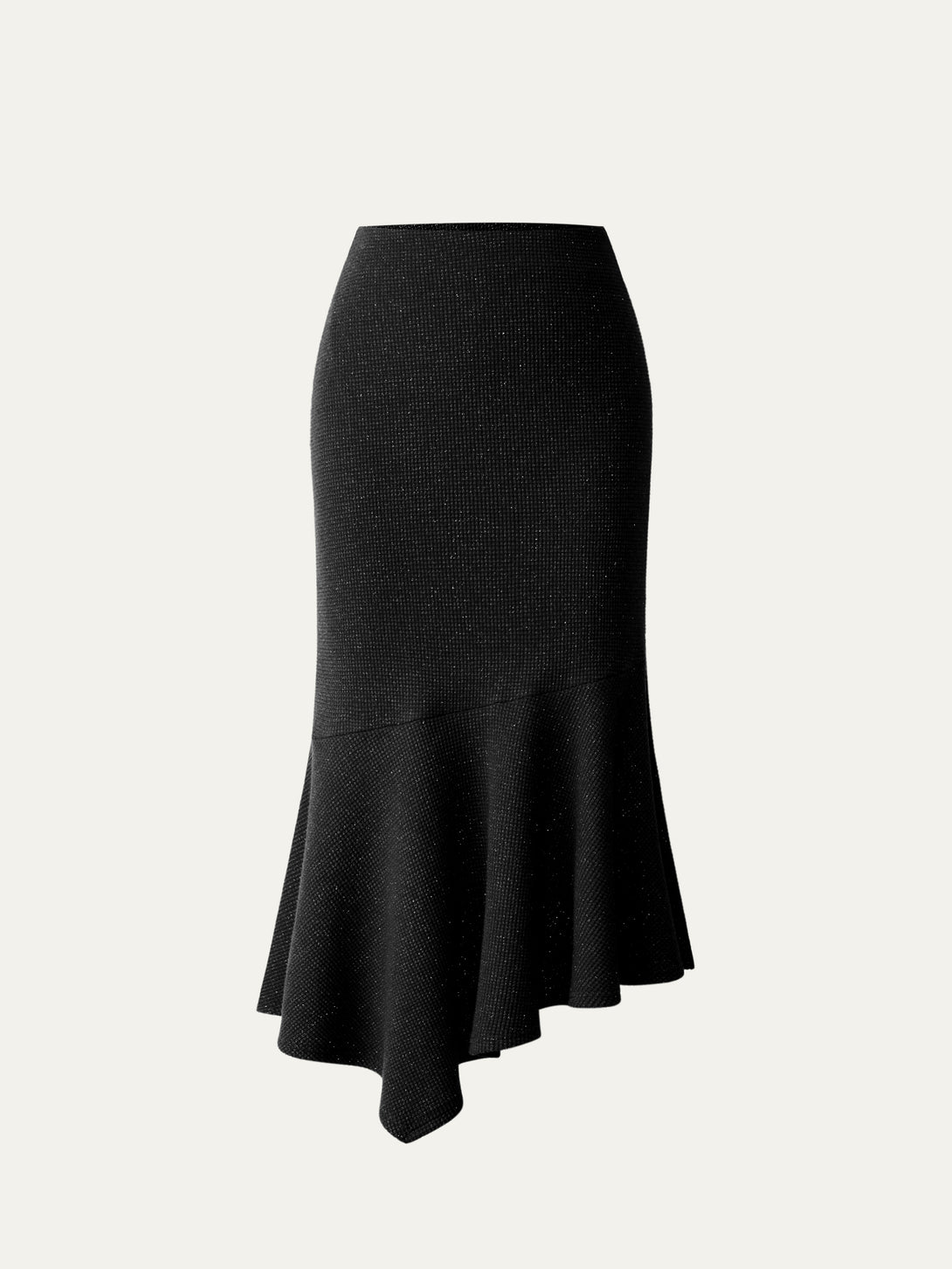 Shimmering Tinsel Asymmetrical Mermaid Skirt Black XS