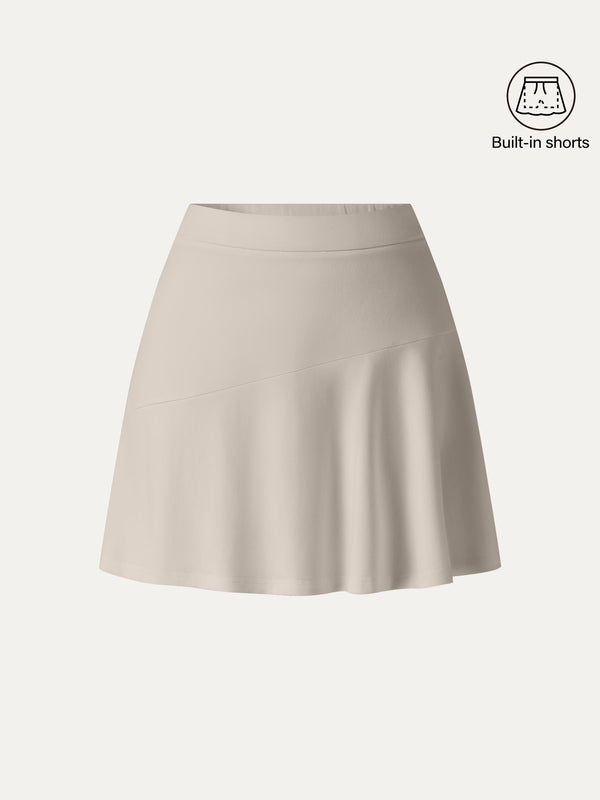 OGLmove Stretch Ponte Mid Rise Pull-on Skirt Natural Calico Beige XS