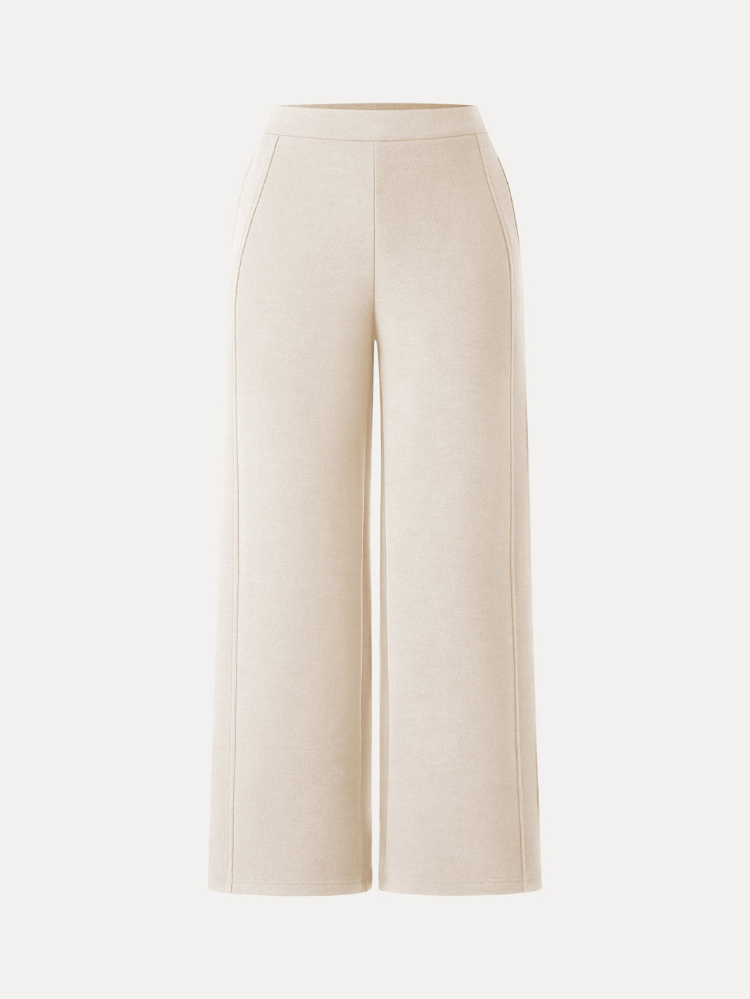 FuzzLuxe Mid Rise Wide Leg Pull-on Pants with Pockets Petite Heather Beige