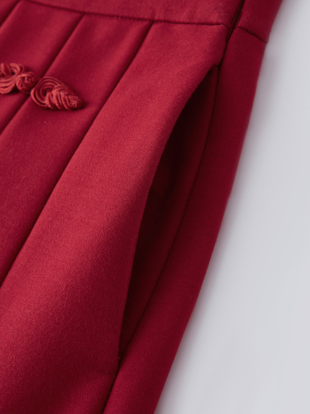 Pleated Frog Button Decor Midi A-line Skirt