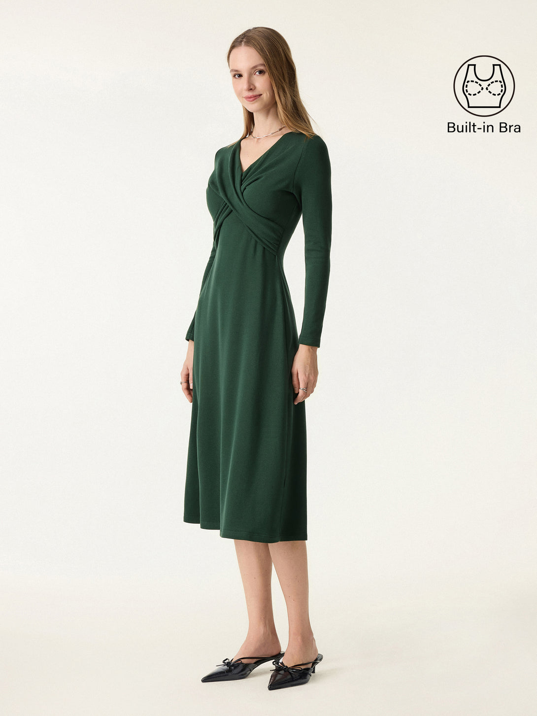 ProWarm V-Neck Surplice Midi Brami Dress