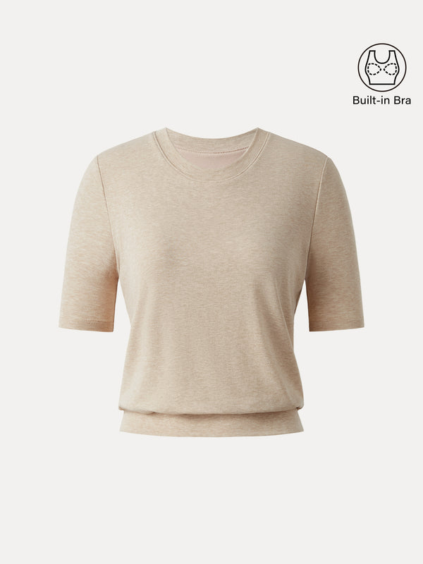 Lyocell Wool Crewneck Brami with Banded Hem