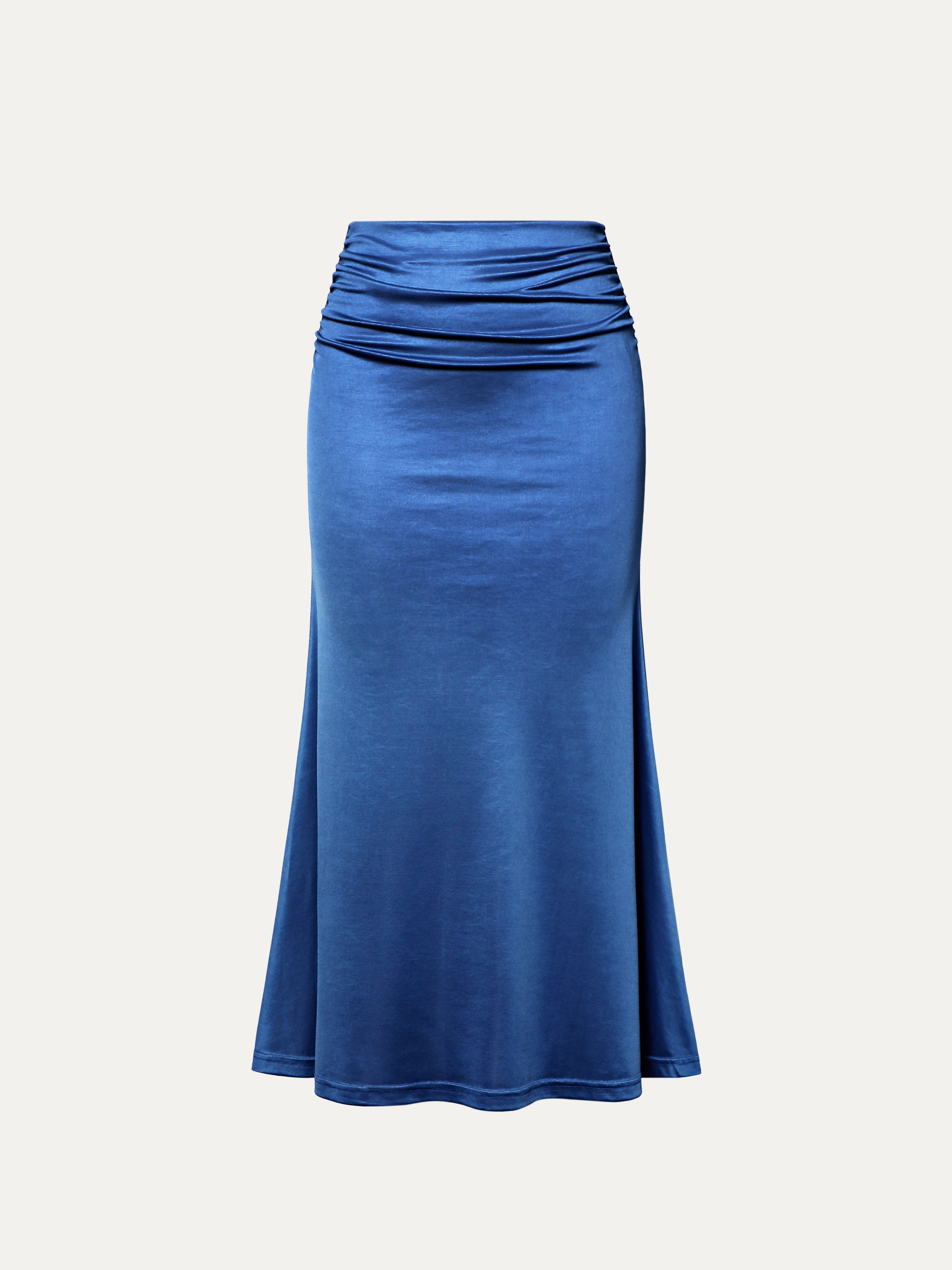 Silk-Like Acetate Ruched Side Mermaid Maxi Skirt - Coast