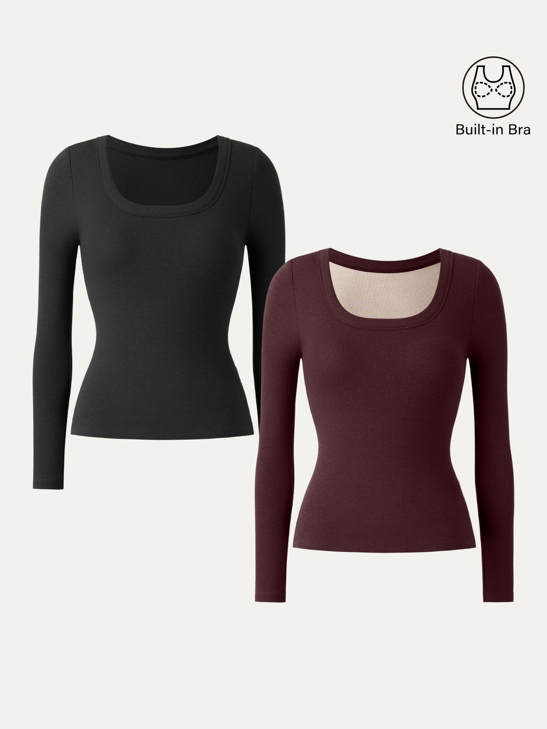 Essential Round Neck Ribbed Long Sleeve Brami