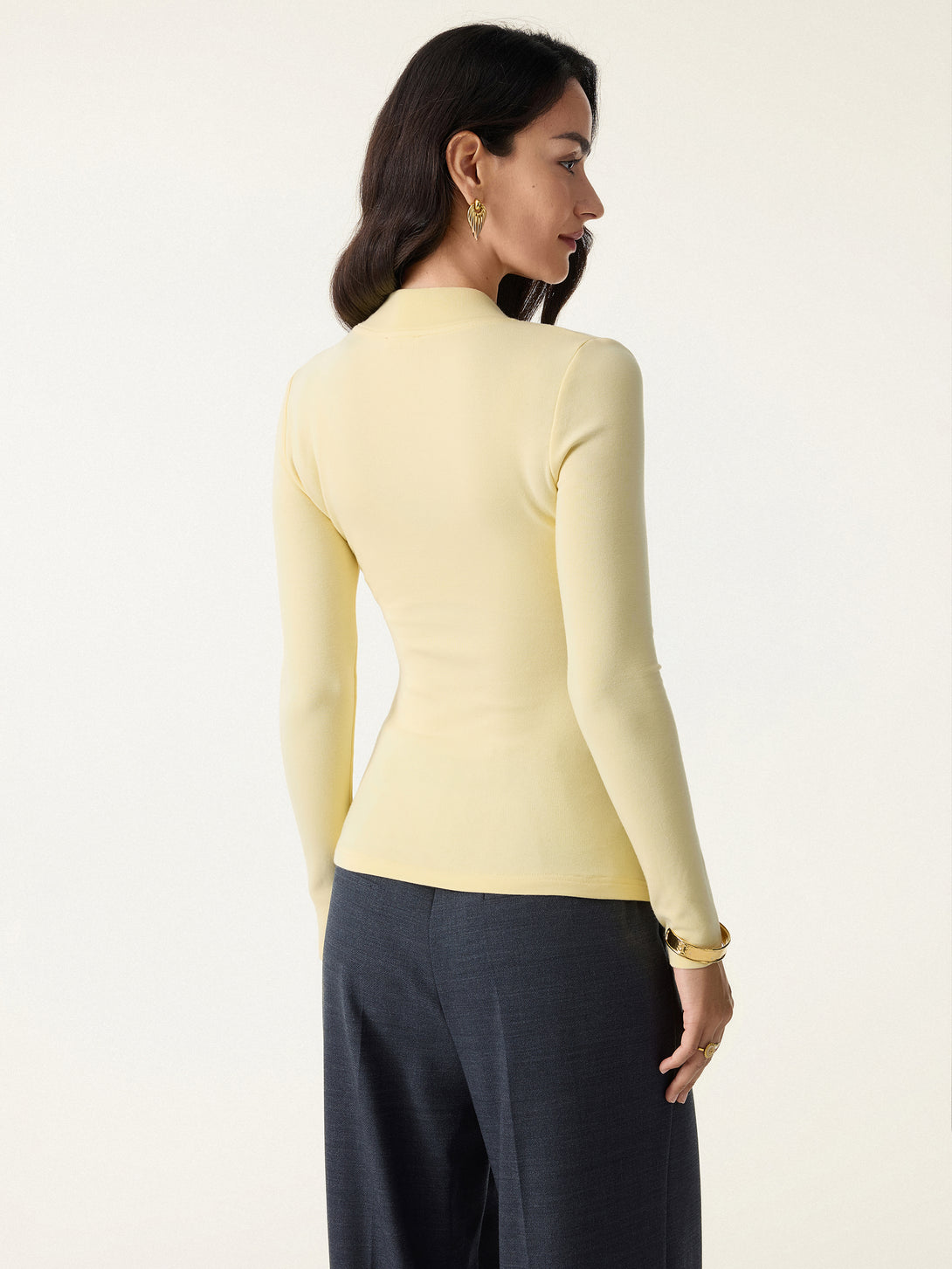 Wide Binding Surplice Long Sleeve Top