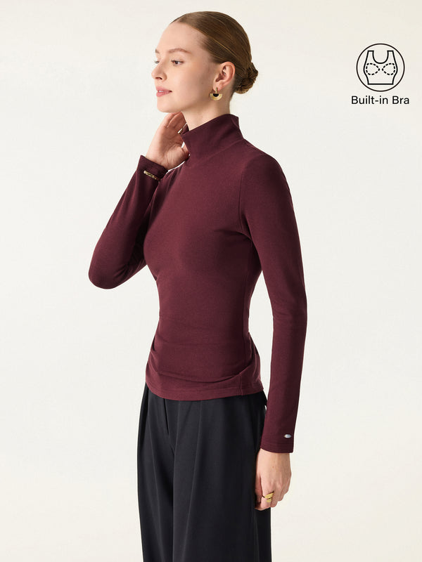 OGLmove ProWarm Turtleneck Long Sleeve Bra Top Ruby XXS