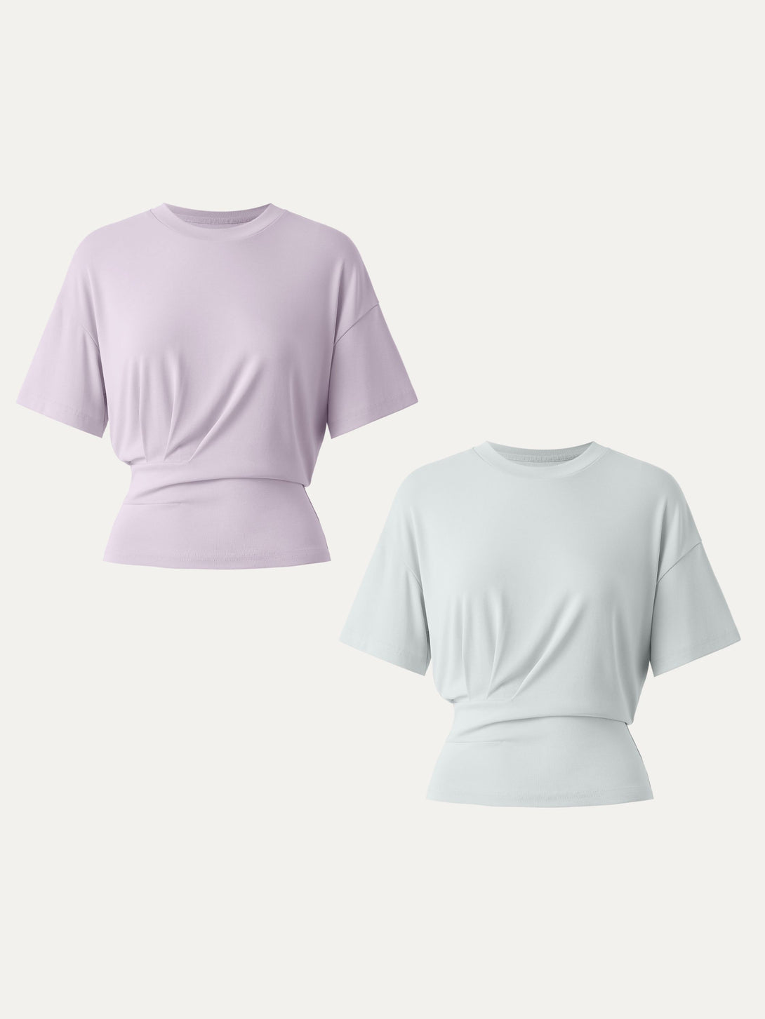 2Pcs Set Sandwashed Crewneck Short Sleeve Tucked Tee