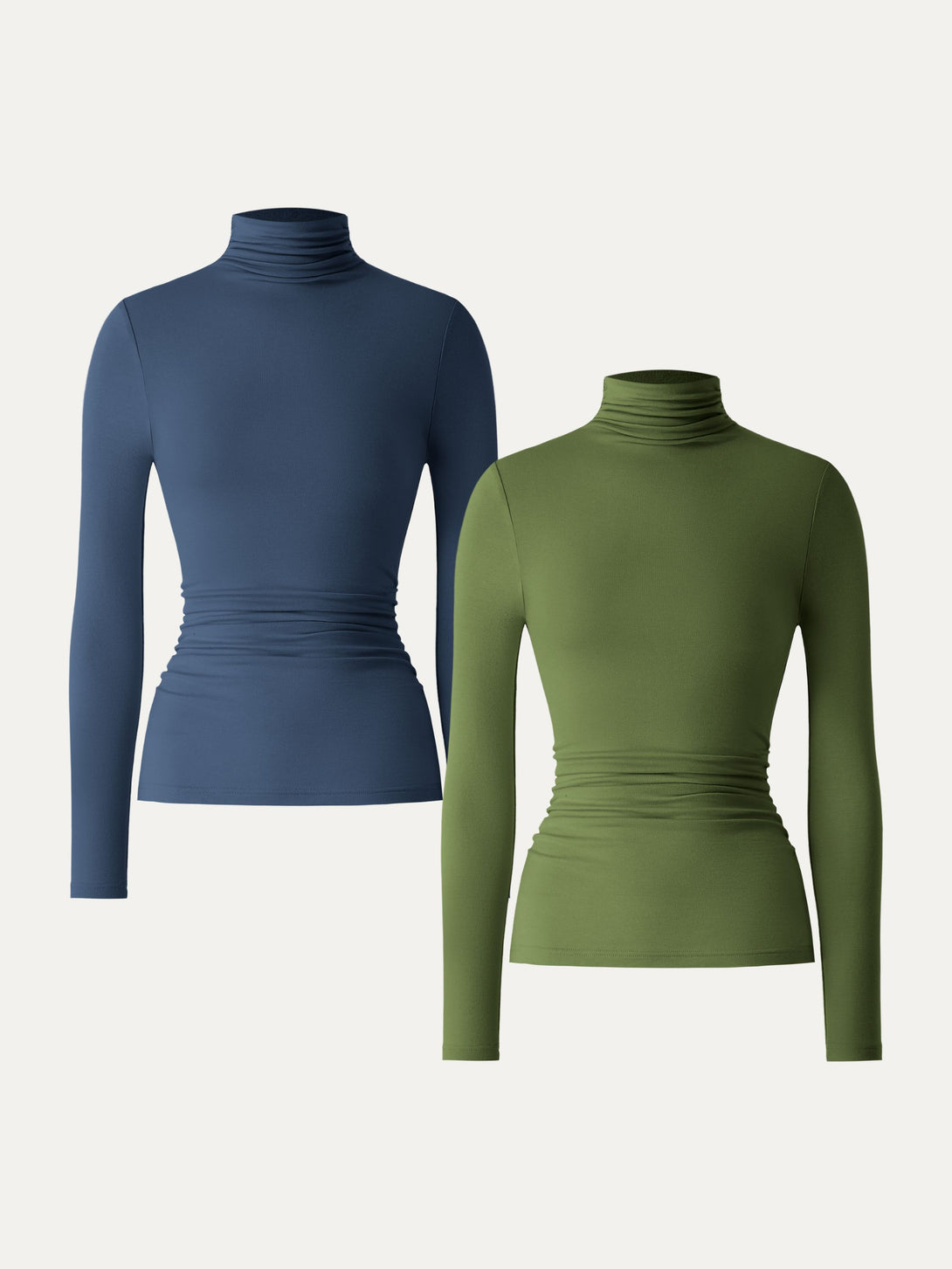 Lyocell Cashmere Turtleneck Side Ruched Top