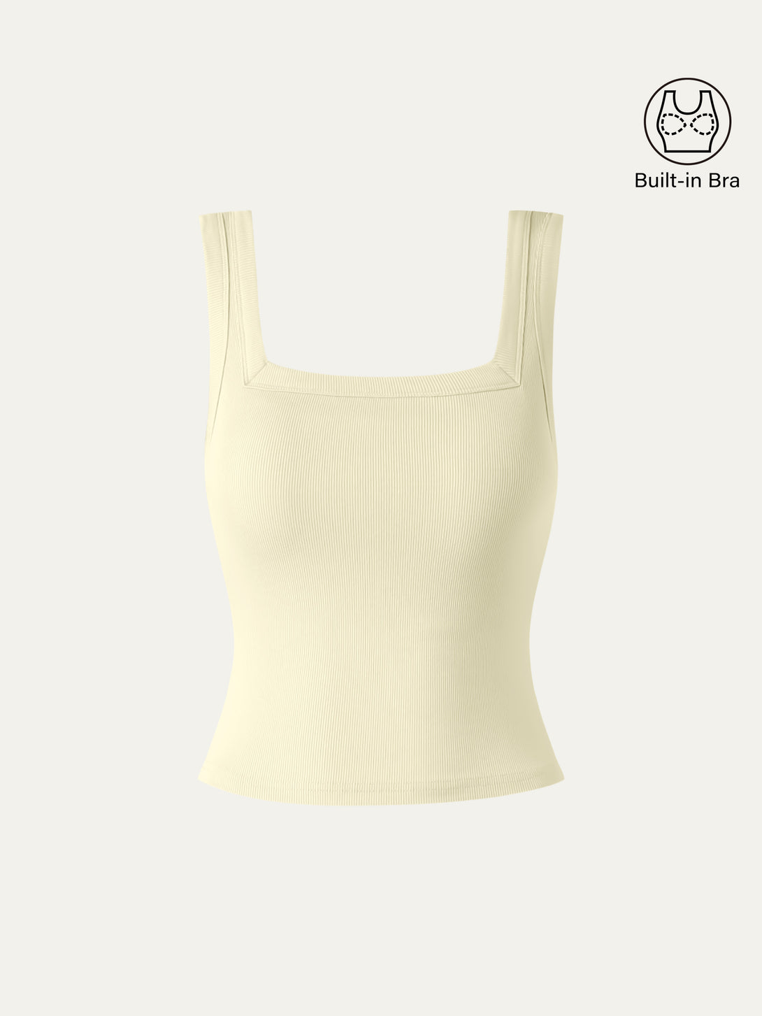 Slinky Square Open-Back Brami Tank Top Cream Yellow Cropped