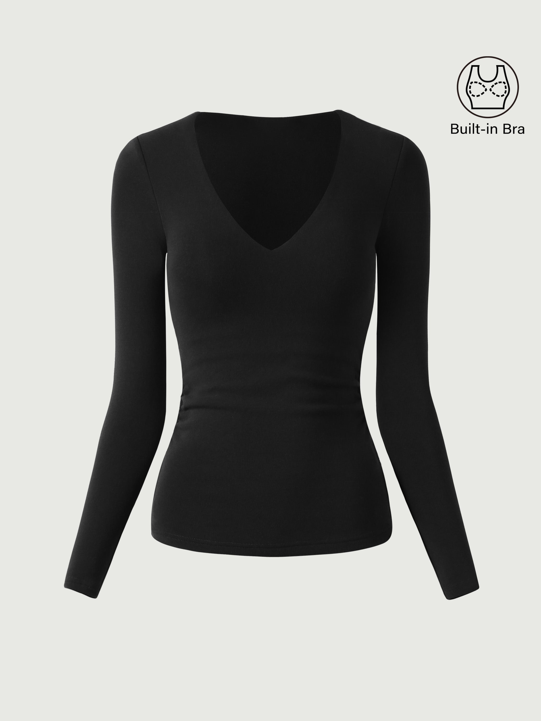 Stretch Cotton V-neck Side Ruched Muscle Brami Top