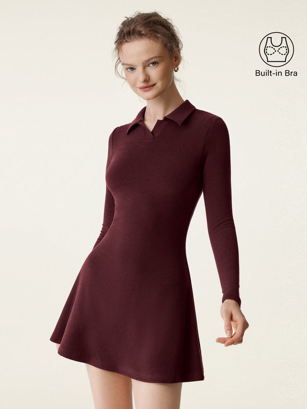 Polo Neck Mini Flare Hem Brami Dress