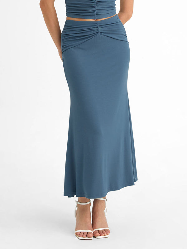 Eco-SkinKiss® Ruched Waist Versatile Midi Skirt