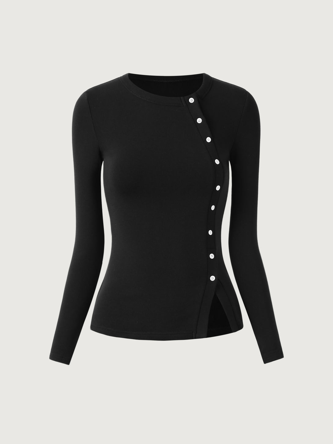 Asymmetrical Placket Top Black XS