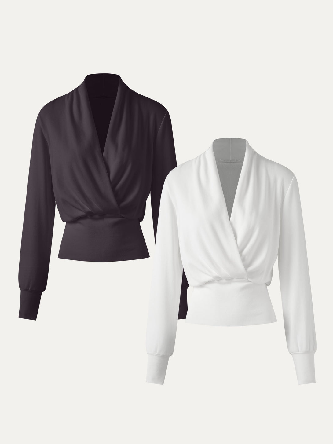 2Pcs Set Surplice Tuckable Top White/Purple Gloam XS