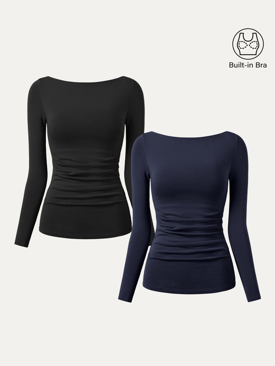 2Pcs Set Boatneck Tucks Brami Top Black/Midnight Navy XS