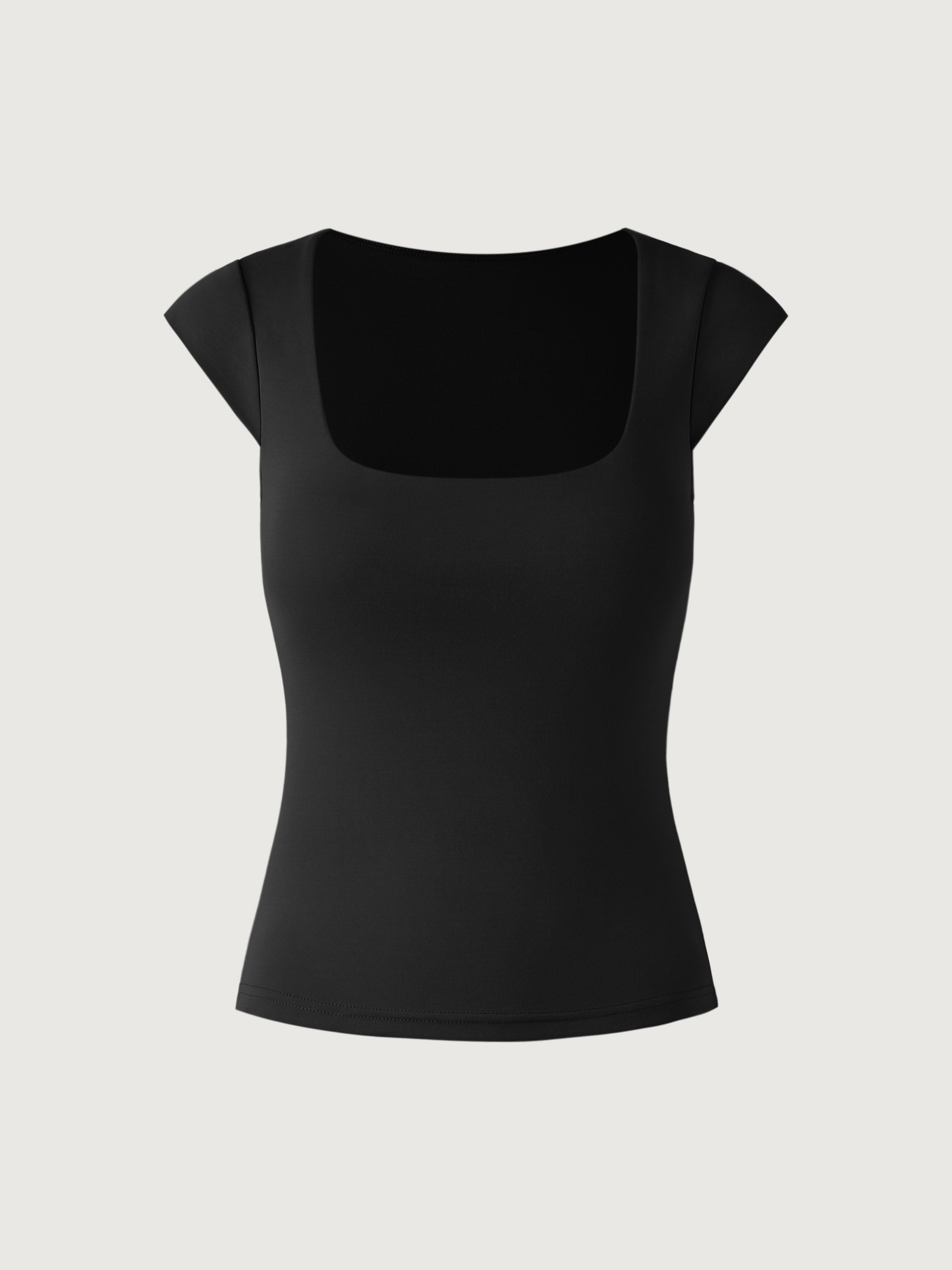 Cap Sleeve Square Neck Brami Top - Black