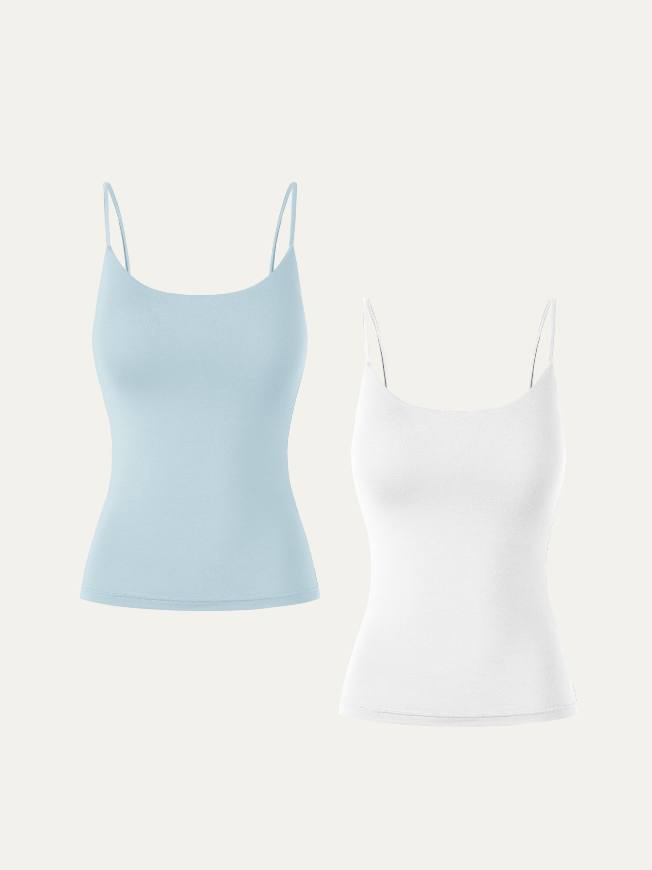 Lenzing Tencel Cami 2Pcs Set - White/Foam Blue