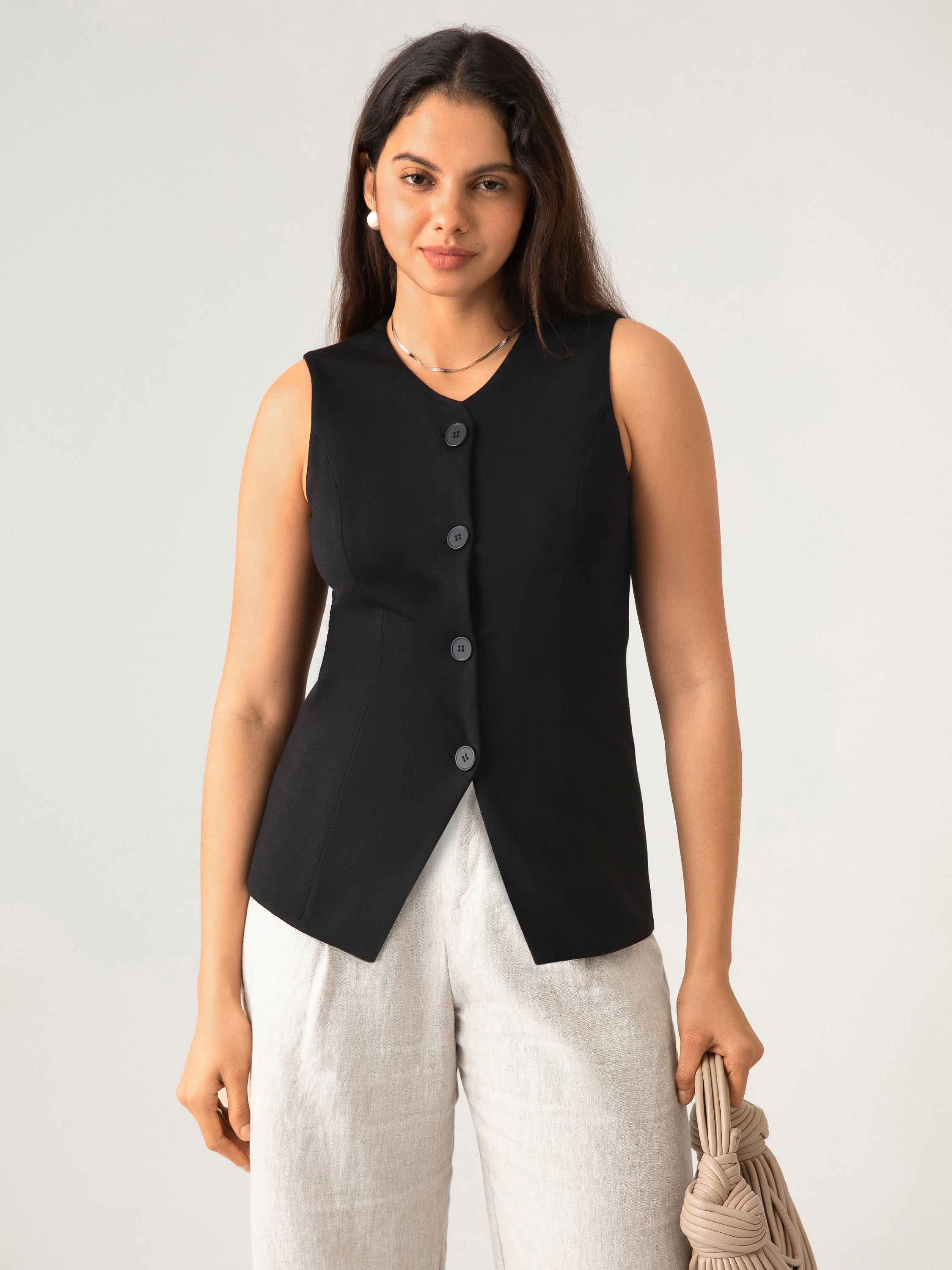 Longline Button-Down Vest