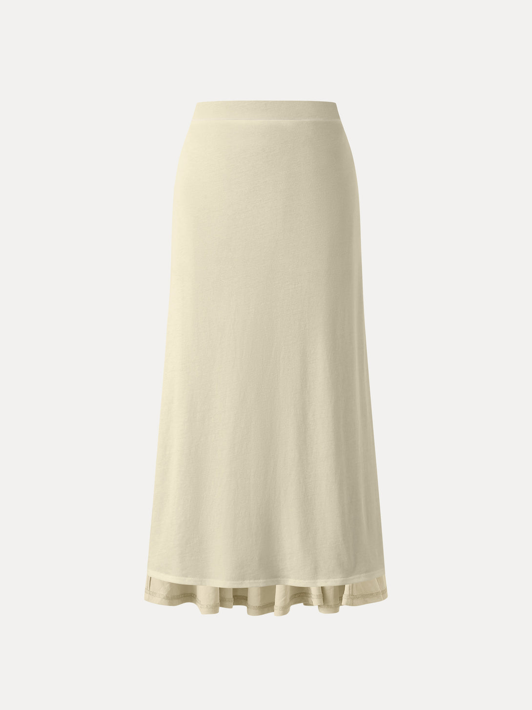 Wrinkle-resistant Cotton-linen Pull-on Midi Skirt