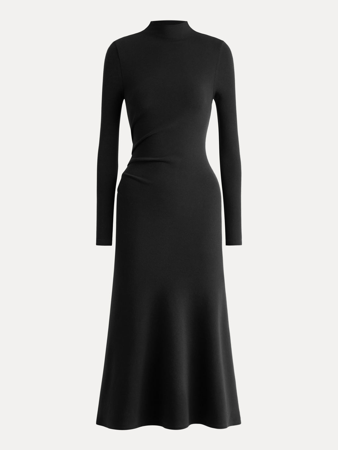 ProWarm Long Sleeves Mockneck Tucks Midi Dress