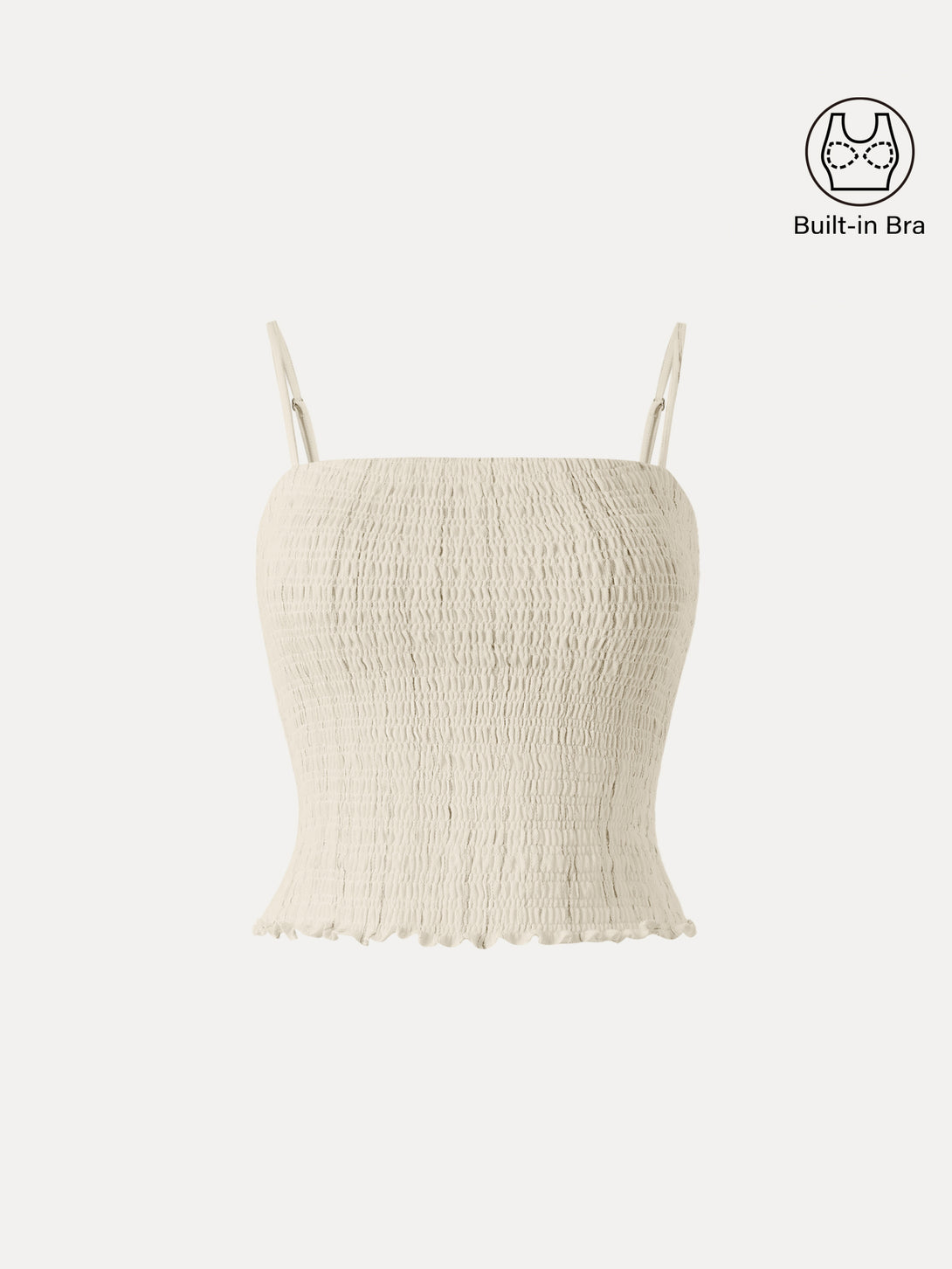 Striped Smocked Adjustable Spaghetti Brami Sweet Ivory Stripe XS