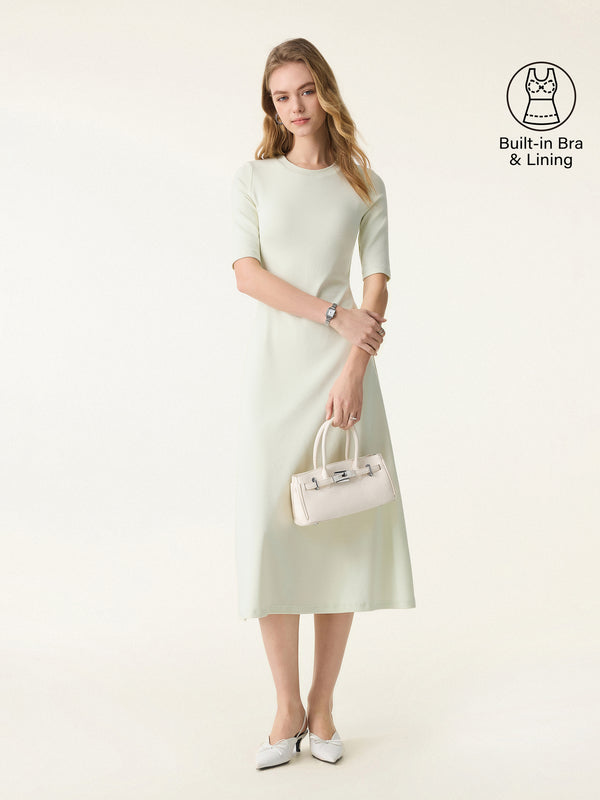 Cotton Lyocell Crewneck Midi Brami Dress with Pockets Apple Blossom XS