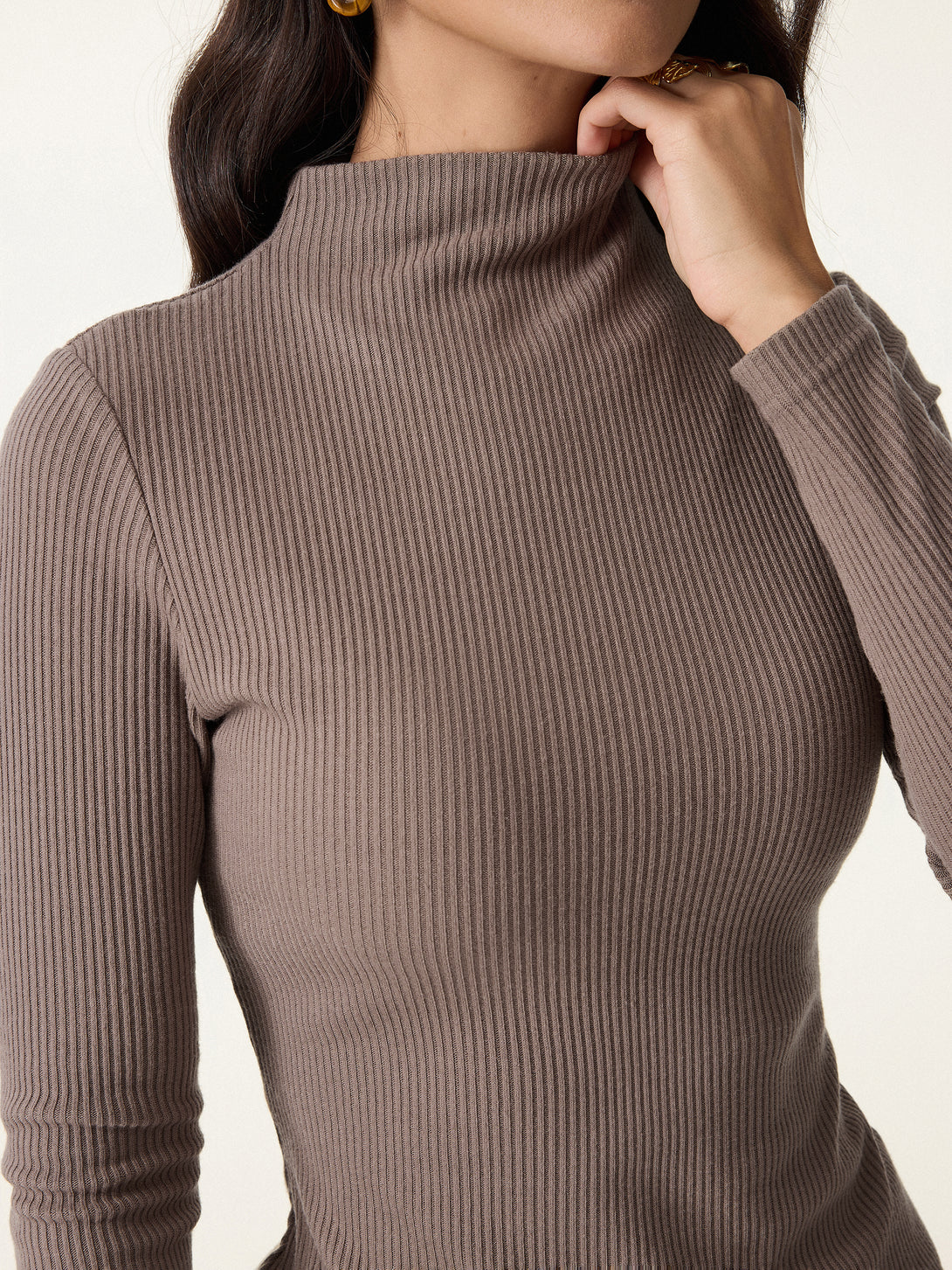 Ribbed Mockneck Long Sleeve Brami